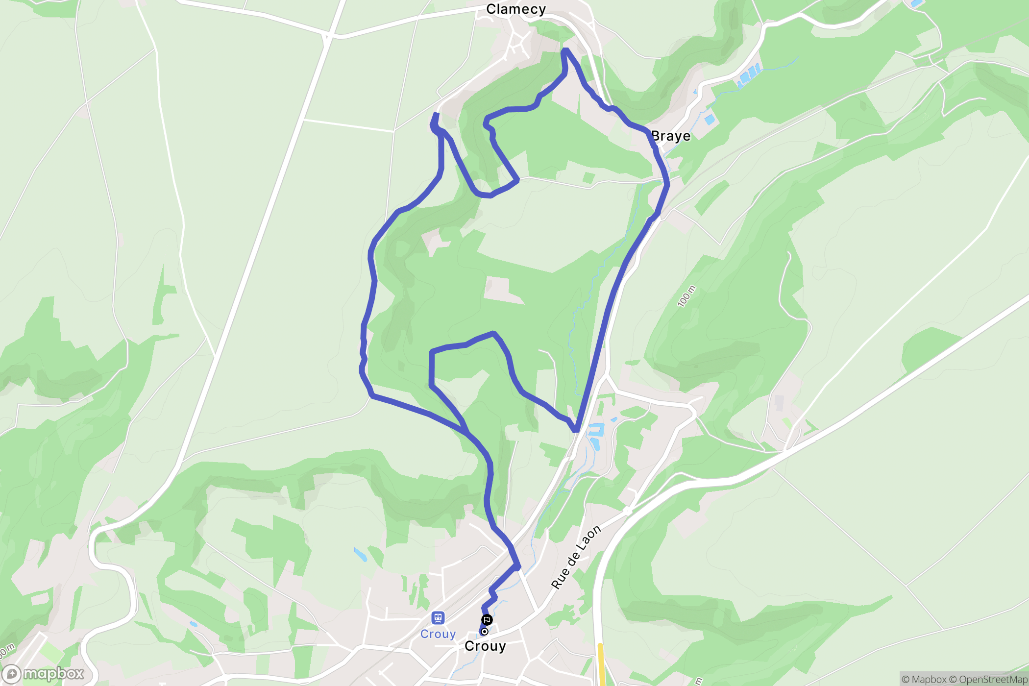 Crouy : carte du parcours de randonnée - France