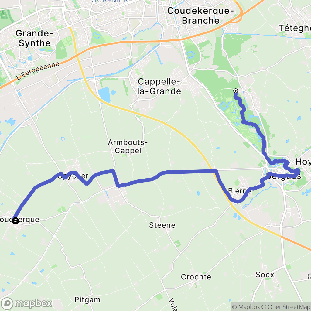 Téteghem-Coudekerque-Village : carte du parcours de randonnée - France