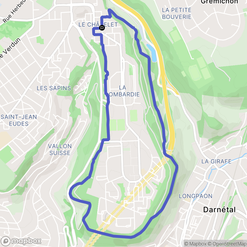 Rouen : carte du parcours de randonnée - France
