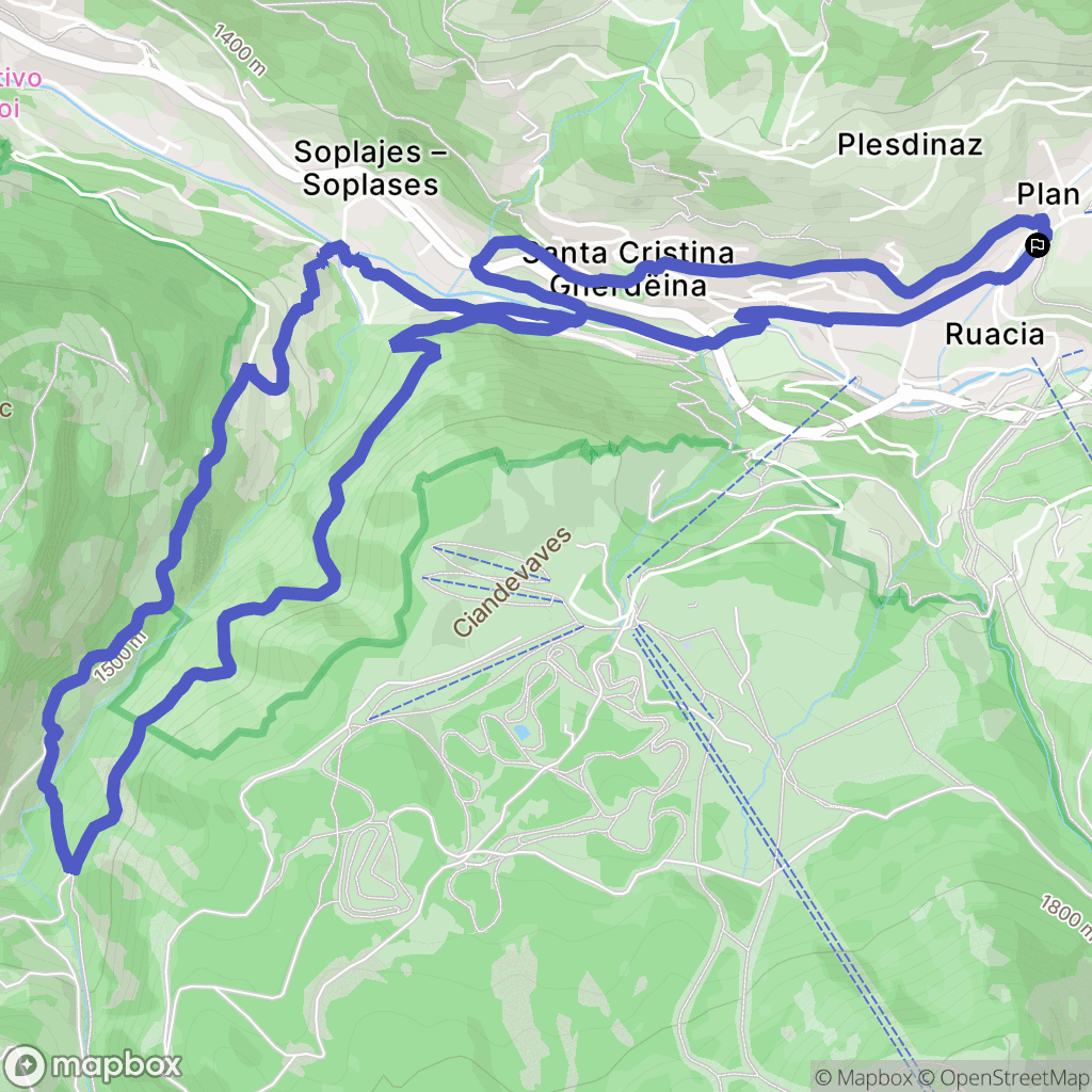 Plan Da Tieja : carte du parcours de randonnée - Italy