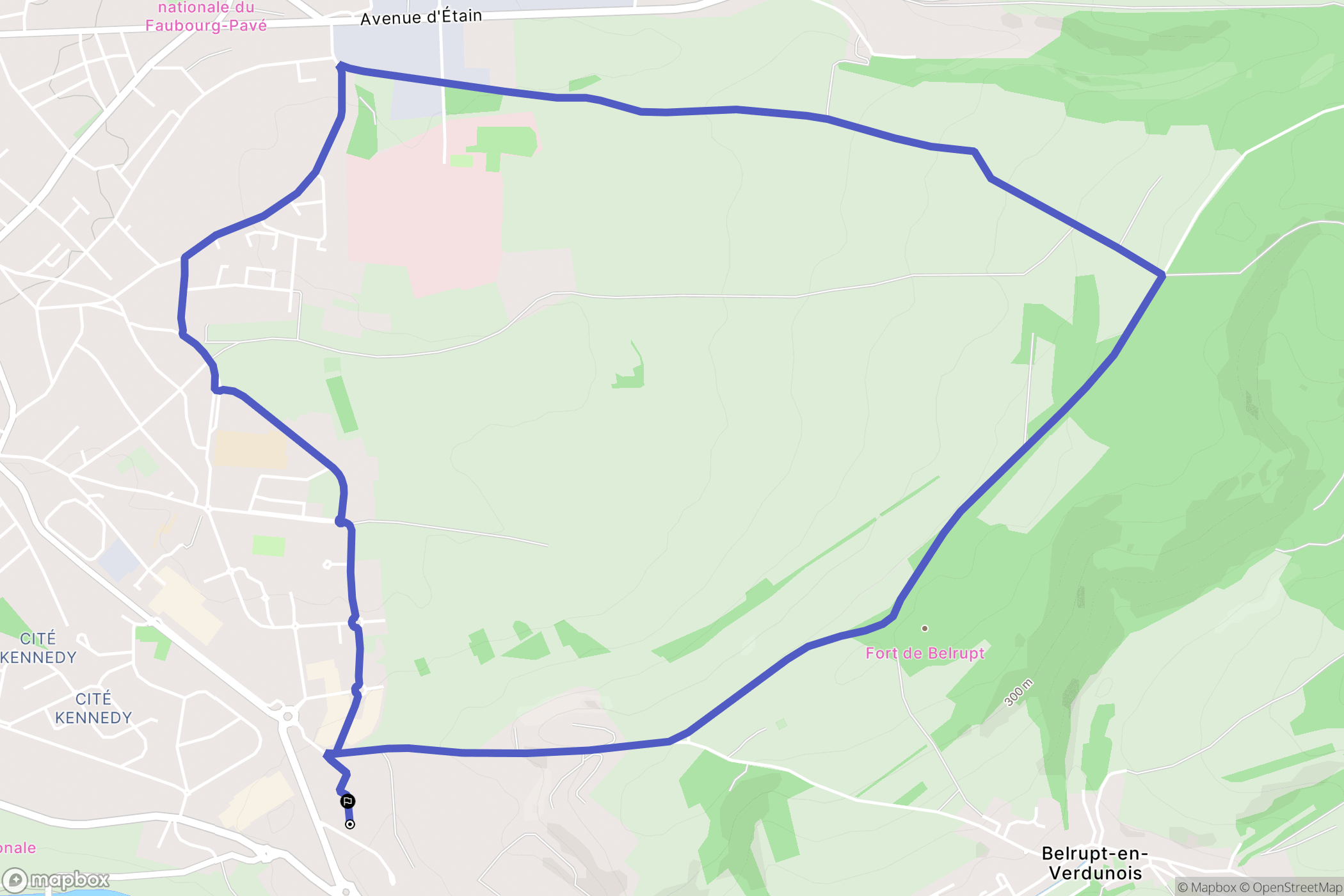 Haudainville : carte du parcours de randonnée - France