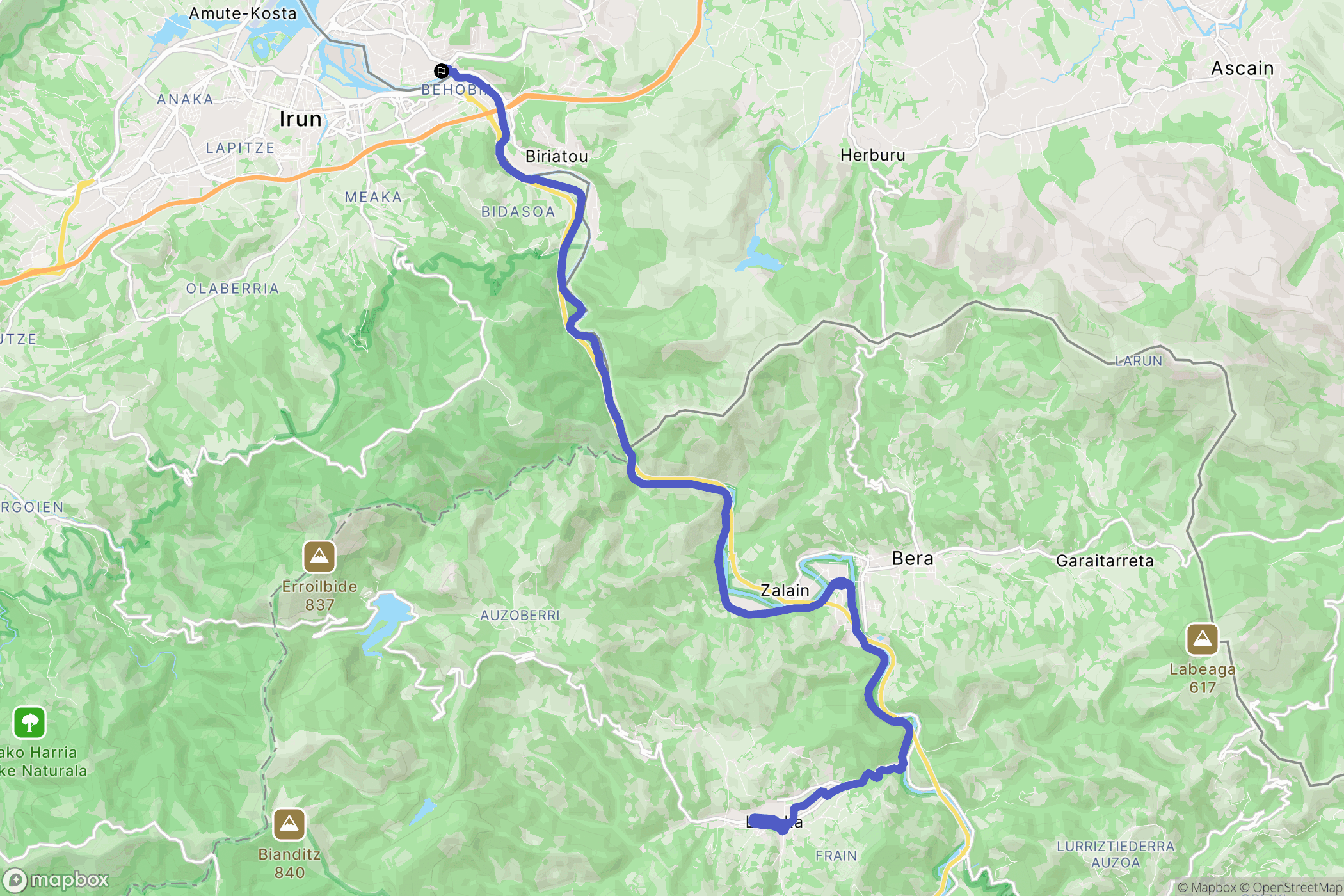 Hendaye : carte du parcours de randonnée - France