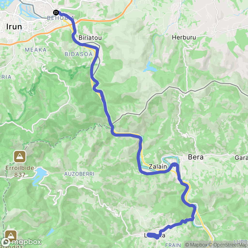 Hendaye : carte du parcours de randonnée - France