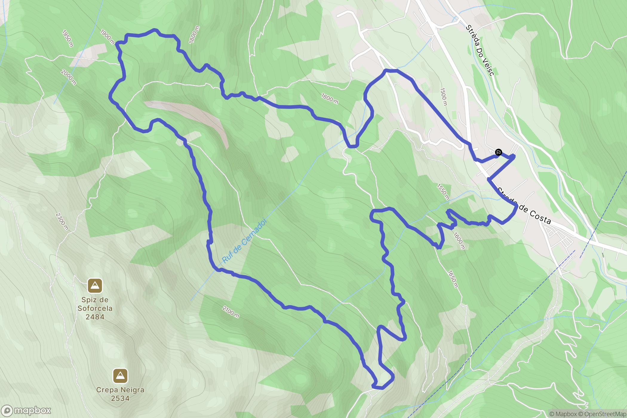 Alba : carte du parcours de randonnée - Italy