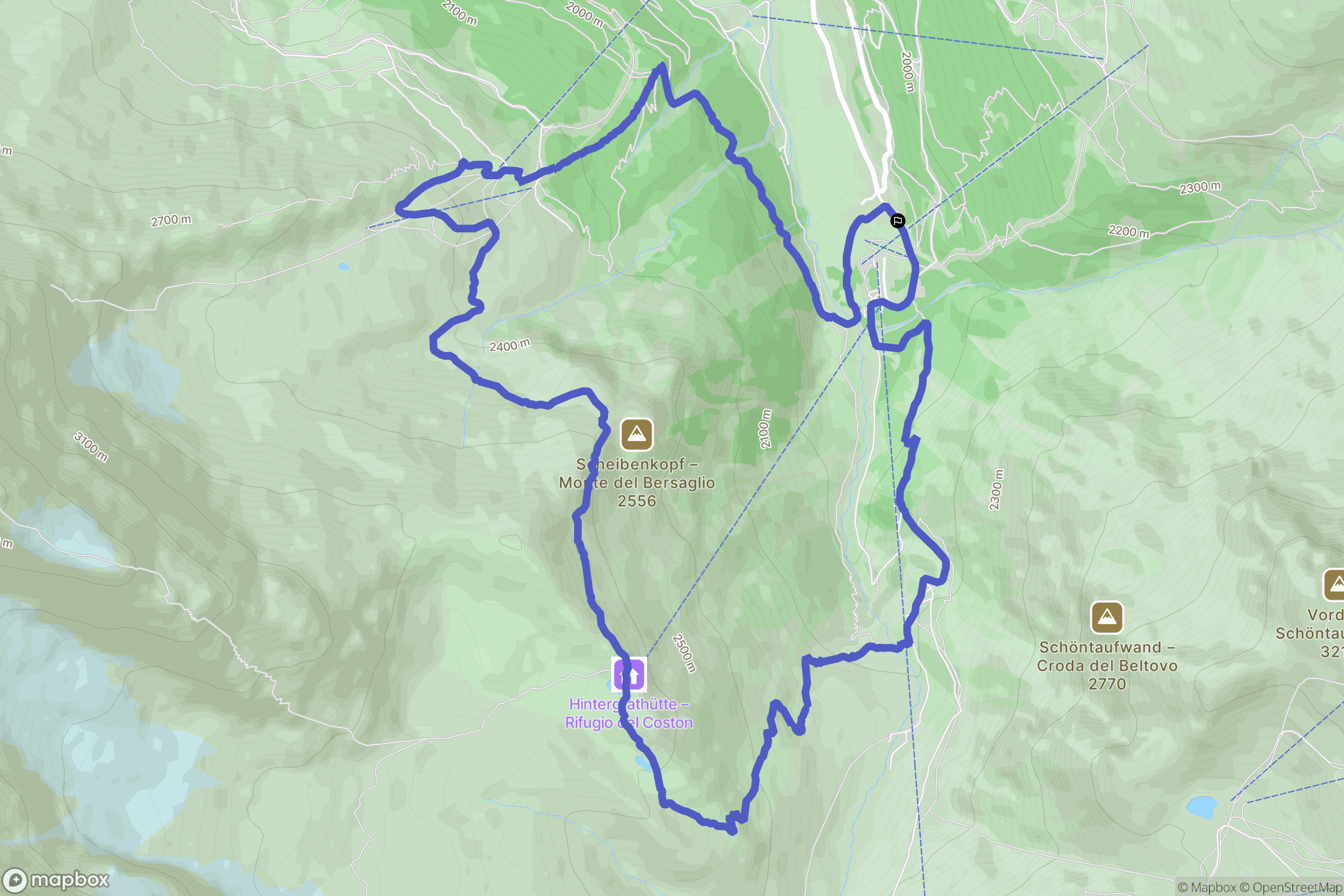 Solda : carte du parcours de randonnée - Italy