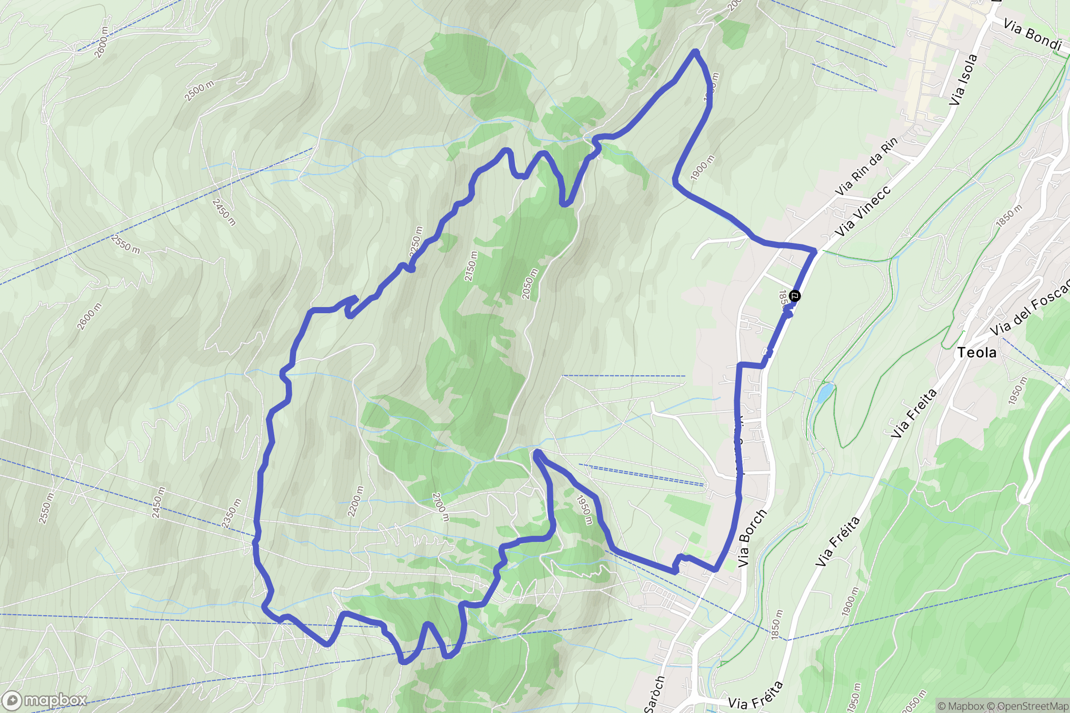Livigno : carte du parcours de randonnée - Italy