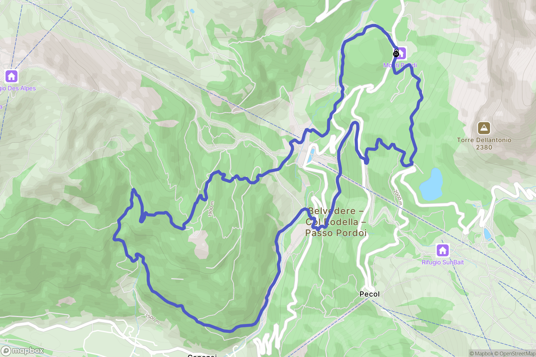 Canazei : carte du parcours de randonnée - Italy