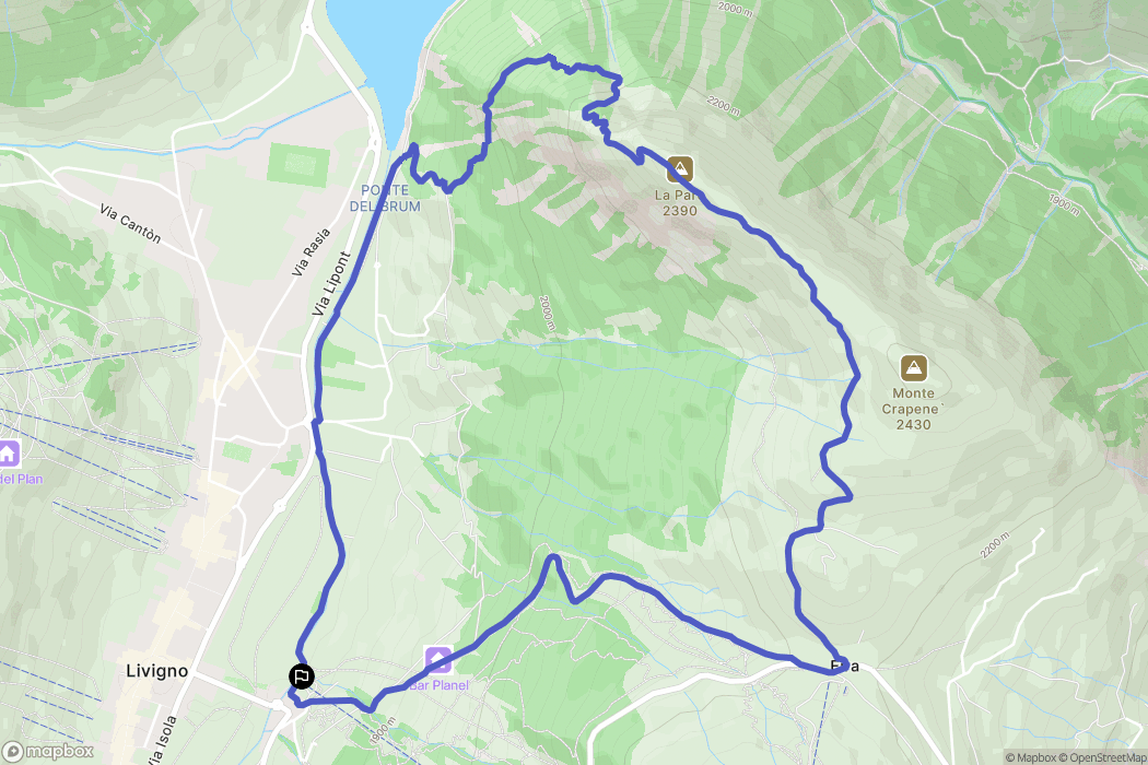 Livigno : carte du parcours de randonnée - Italy