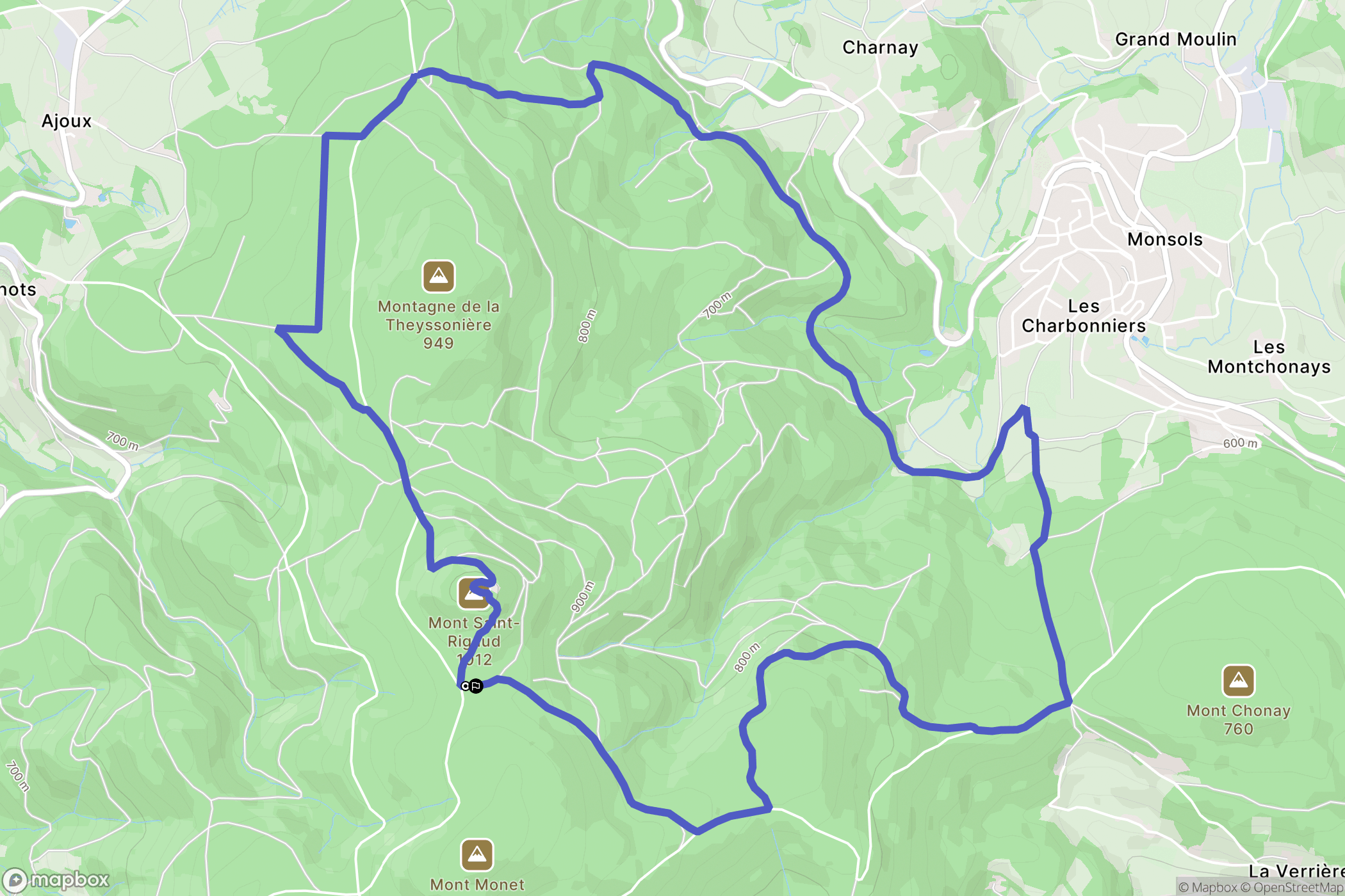Les Ardillats : carte du parcours de randonnée - France