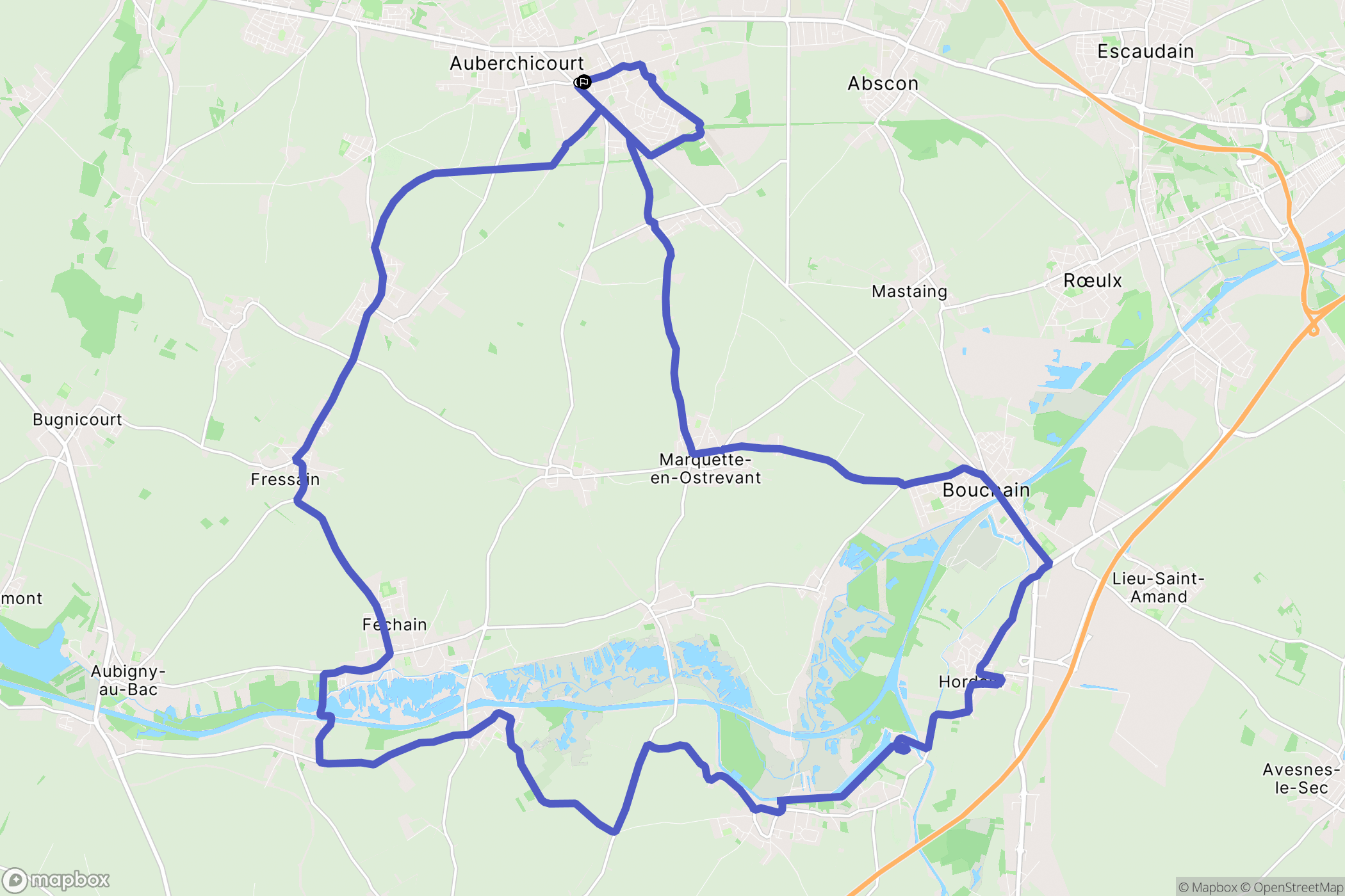 Aniche : carte du parcours de randonnée - France