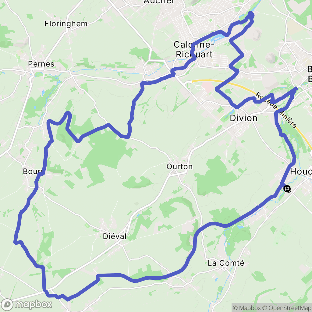 Houdain : carte du parcours de randonnée - France