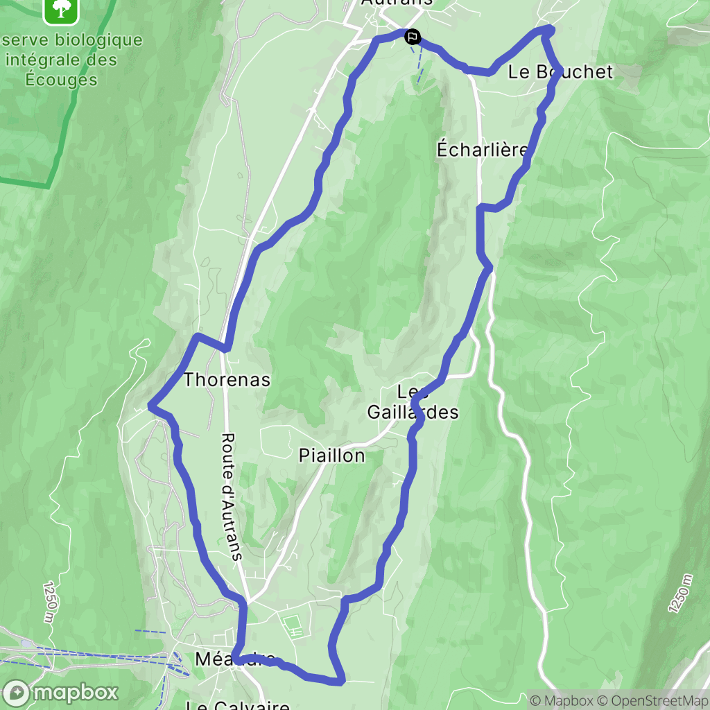 Autrans-Méaudre en Vercors : carte du parcours de randonnée - France