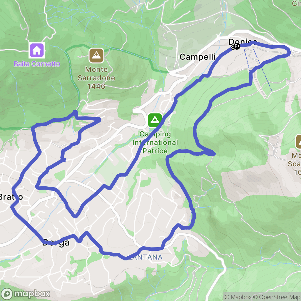 Donico : carte du parcours de randonnée - Italy