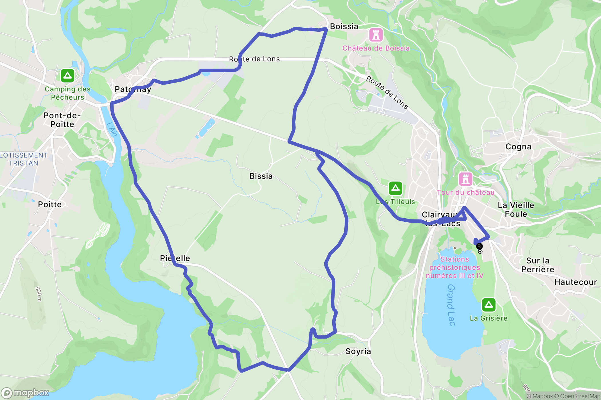 Clairvaux-les-Lacs : carte du parcours de randonnée - France
