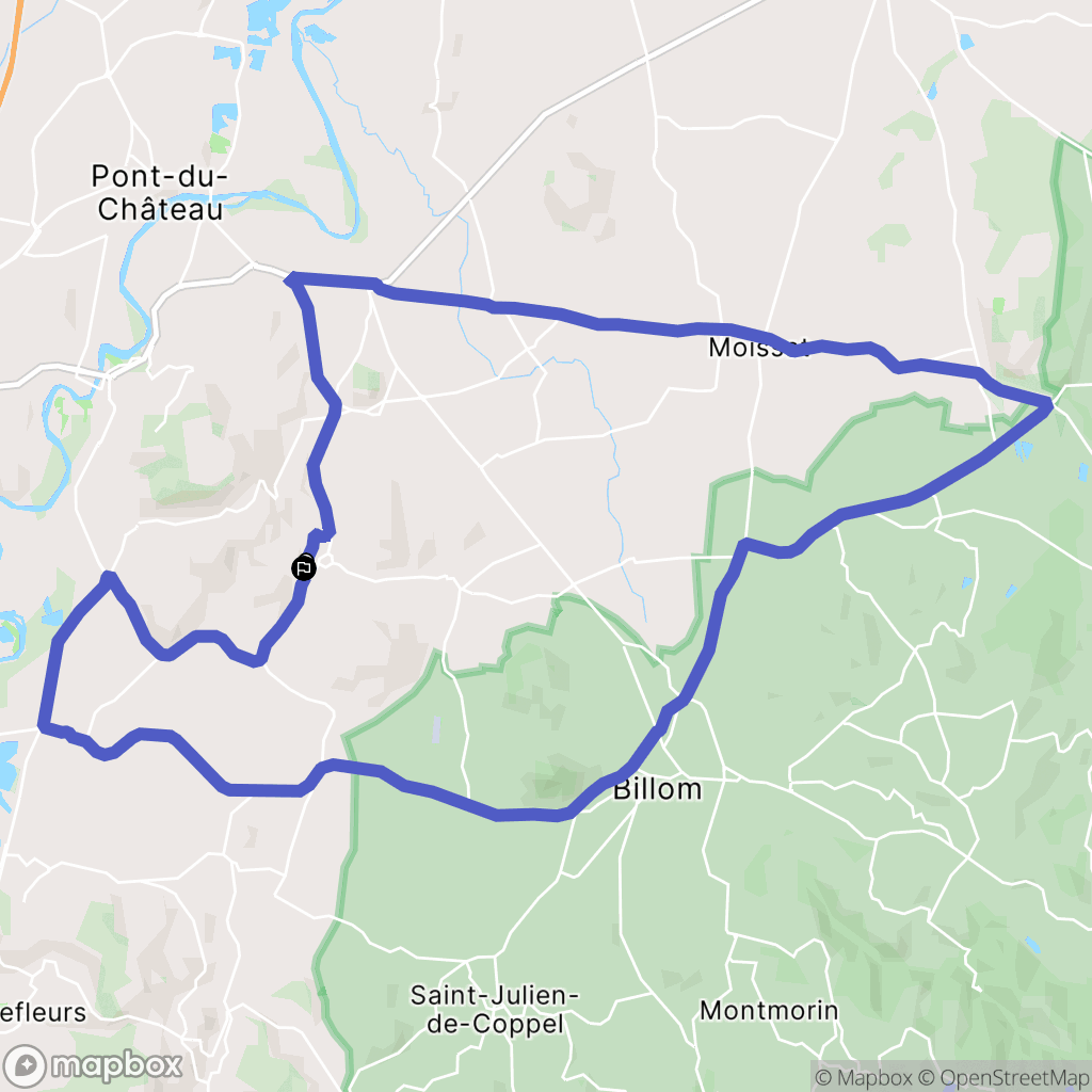 Chauriat : carte du parcours de randonnée - France