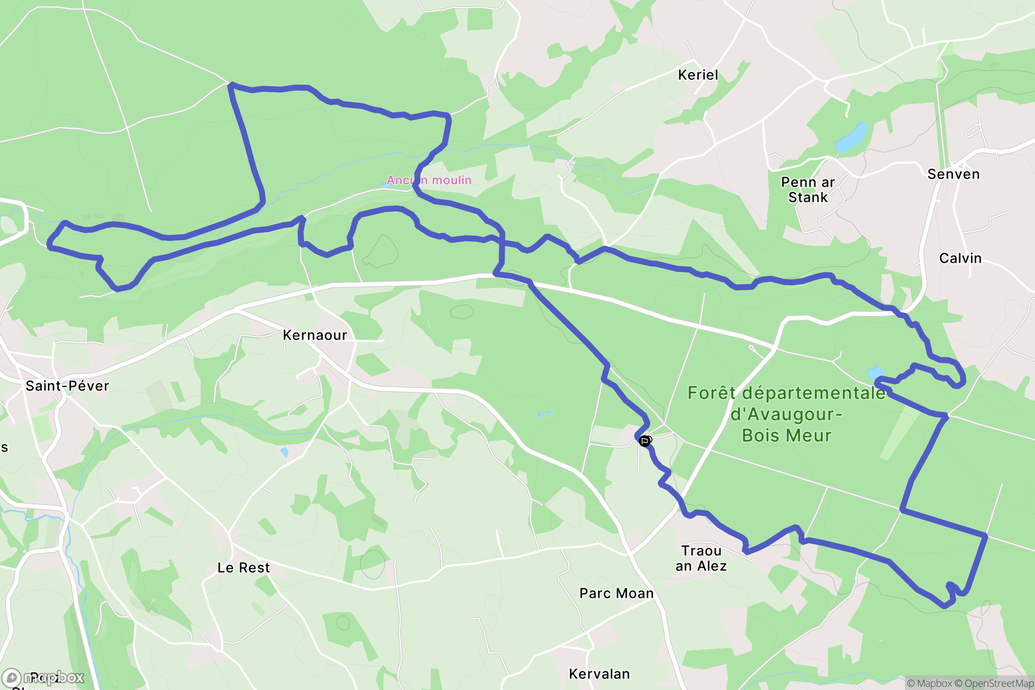 Lanrodec : carte du parcours de randonnée - France