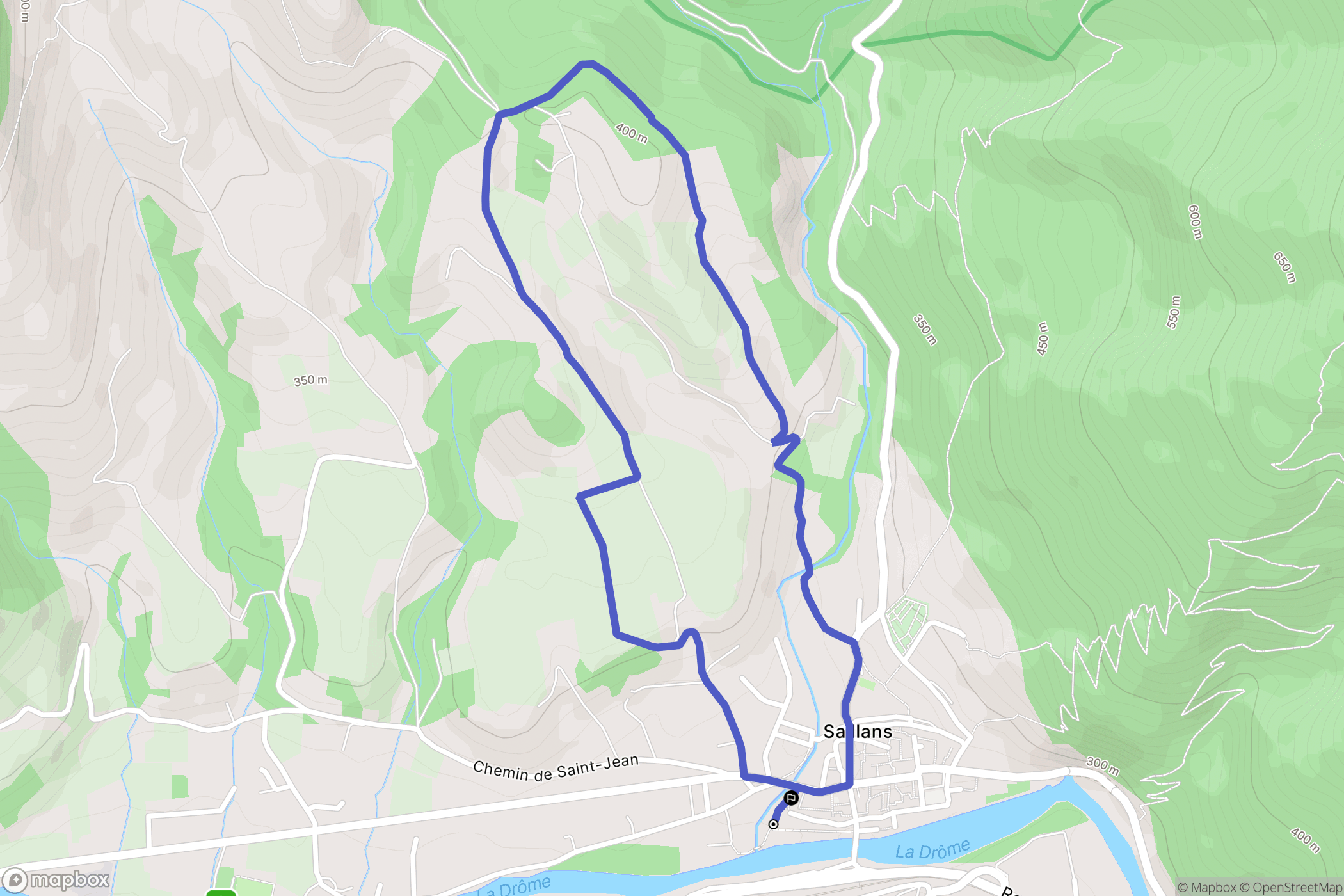 Saillans : carte du parcours de randonnée - France