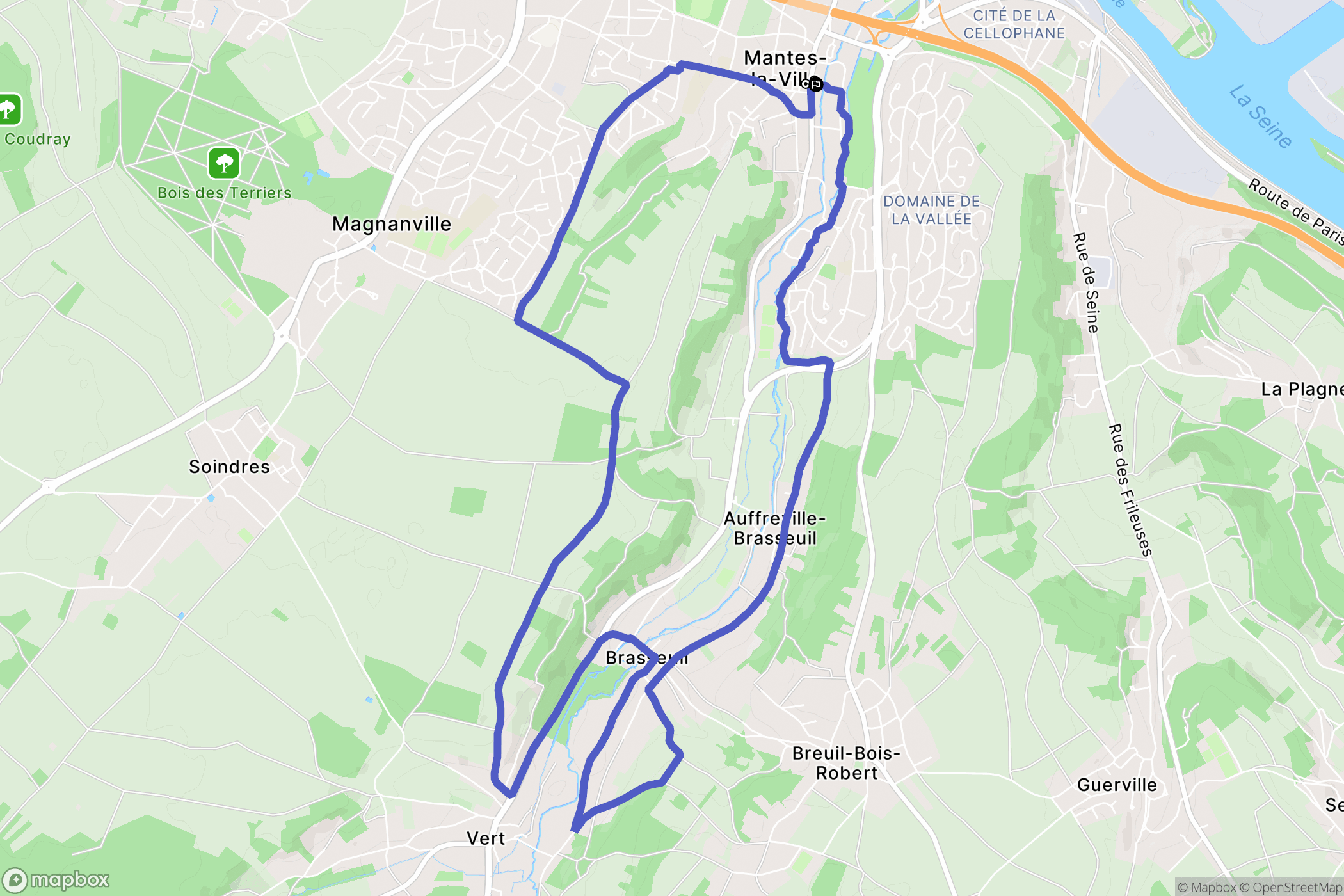 Mantes-la-Ville : carte du parcours de randonnée - France