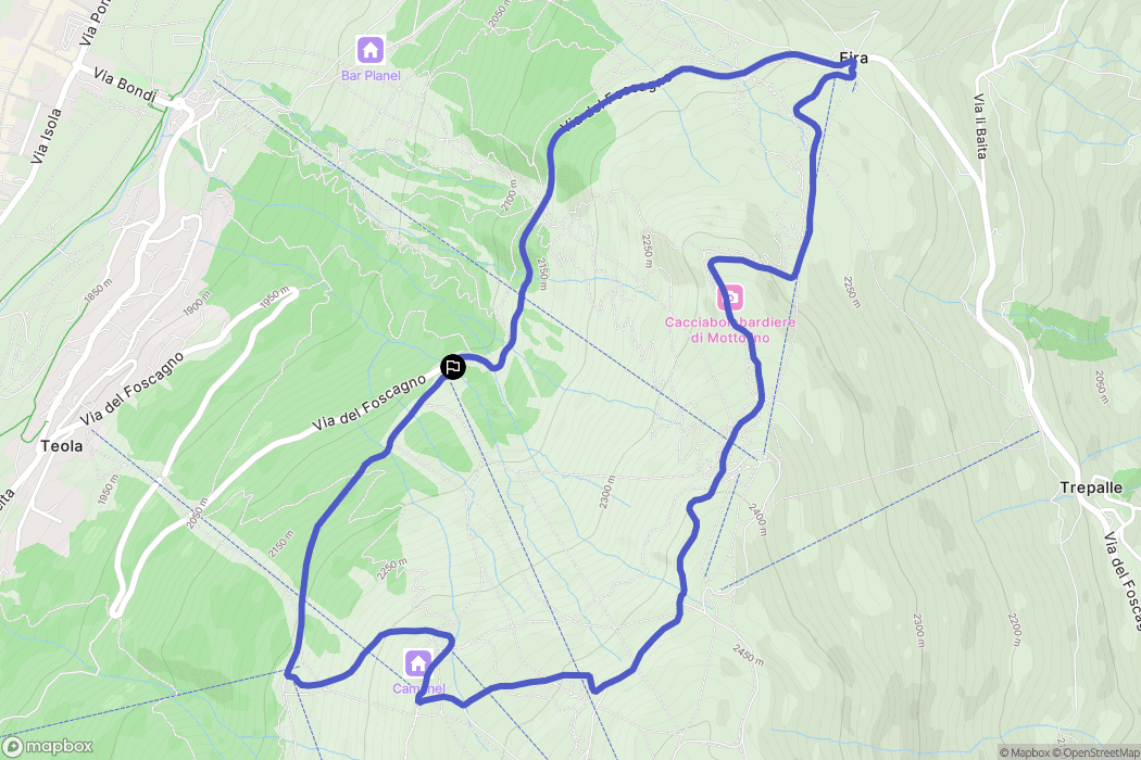 : carte du parcours de randonnée - Italy