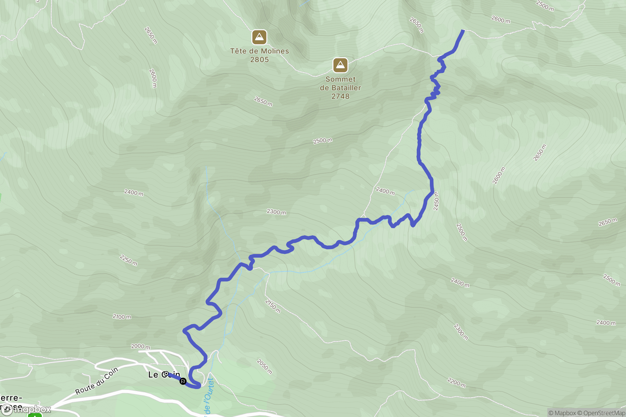 Molines-en-Queyras : carte du parcours de randonnée - France
