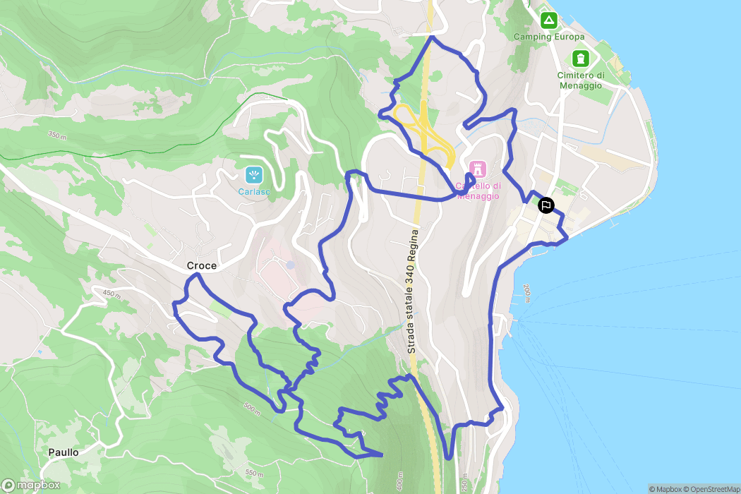 Menaggio : carte du parcours de randonnée - Italy