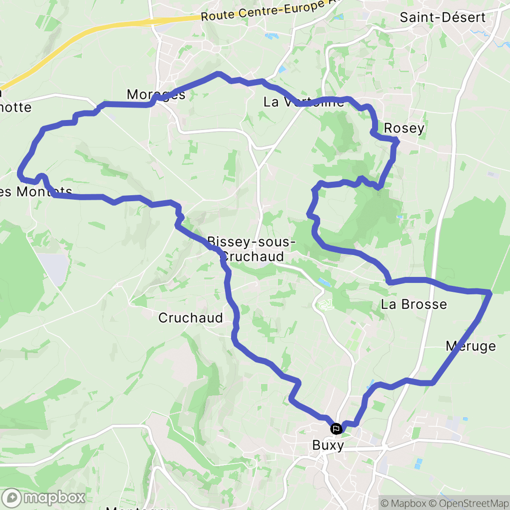Buxy : carte du parcours de randonnée - France