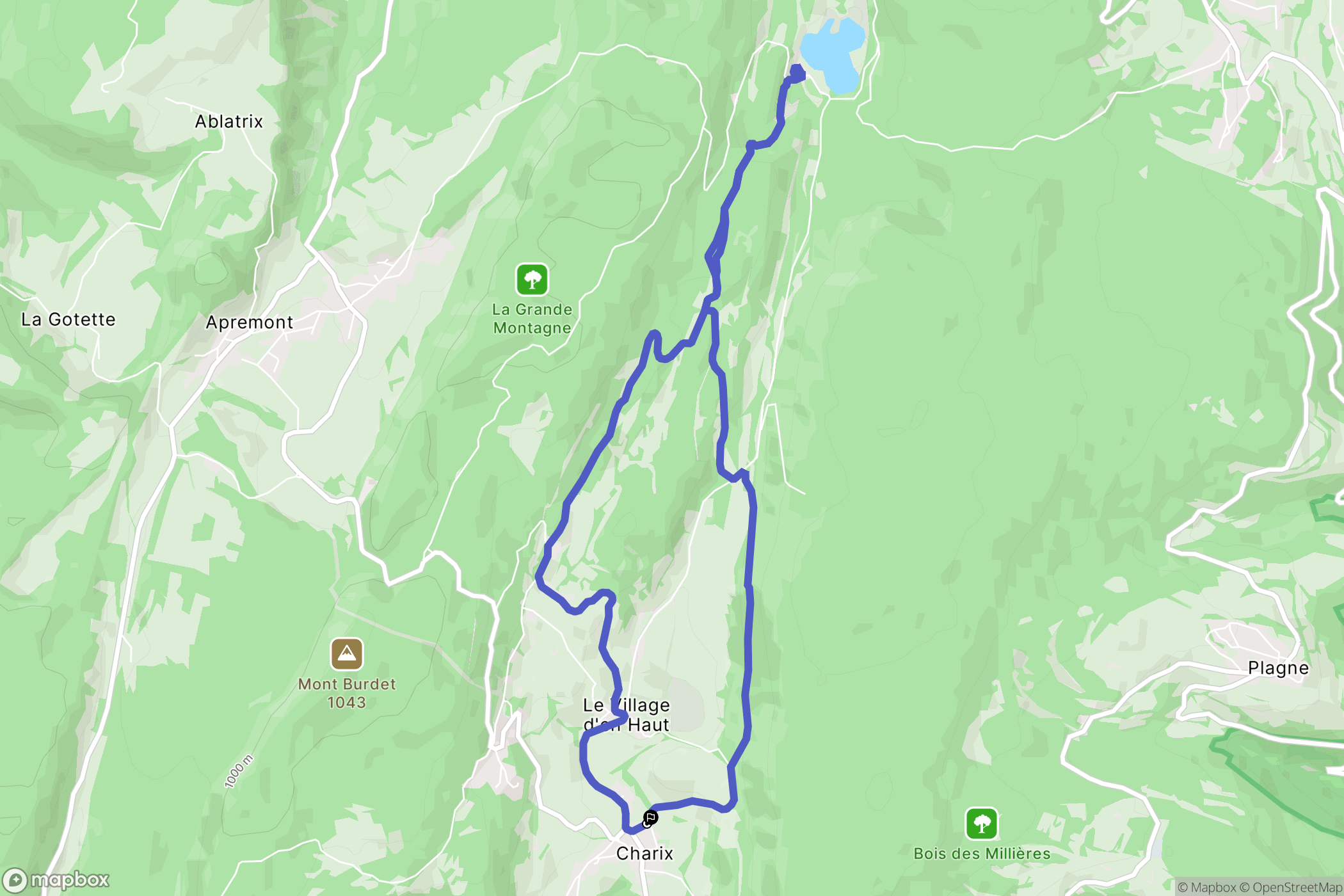 Charix : carte du parcours de randonnée - France