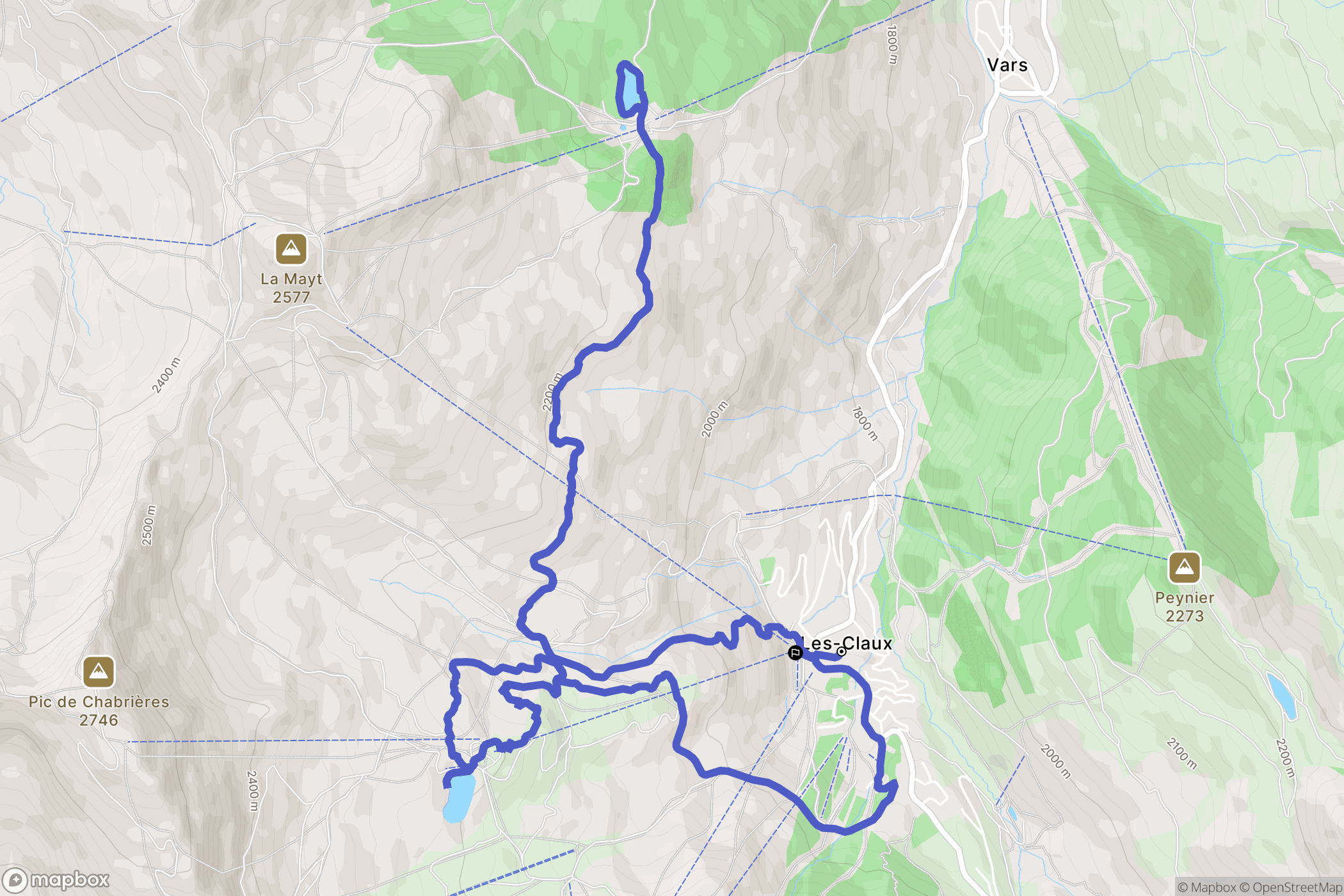 Vars : carte du parcours de randonnée - France