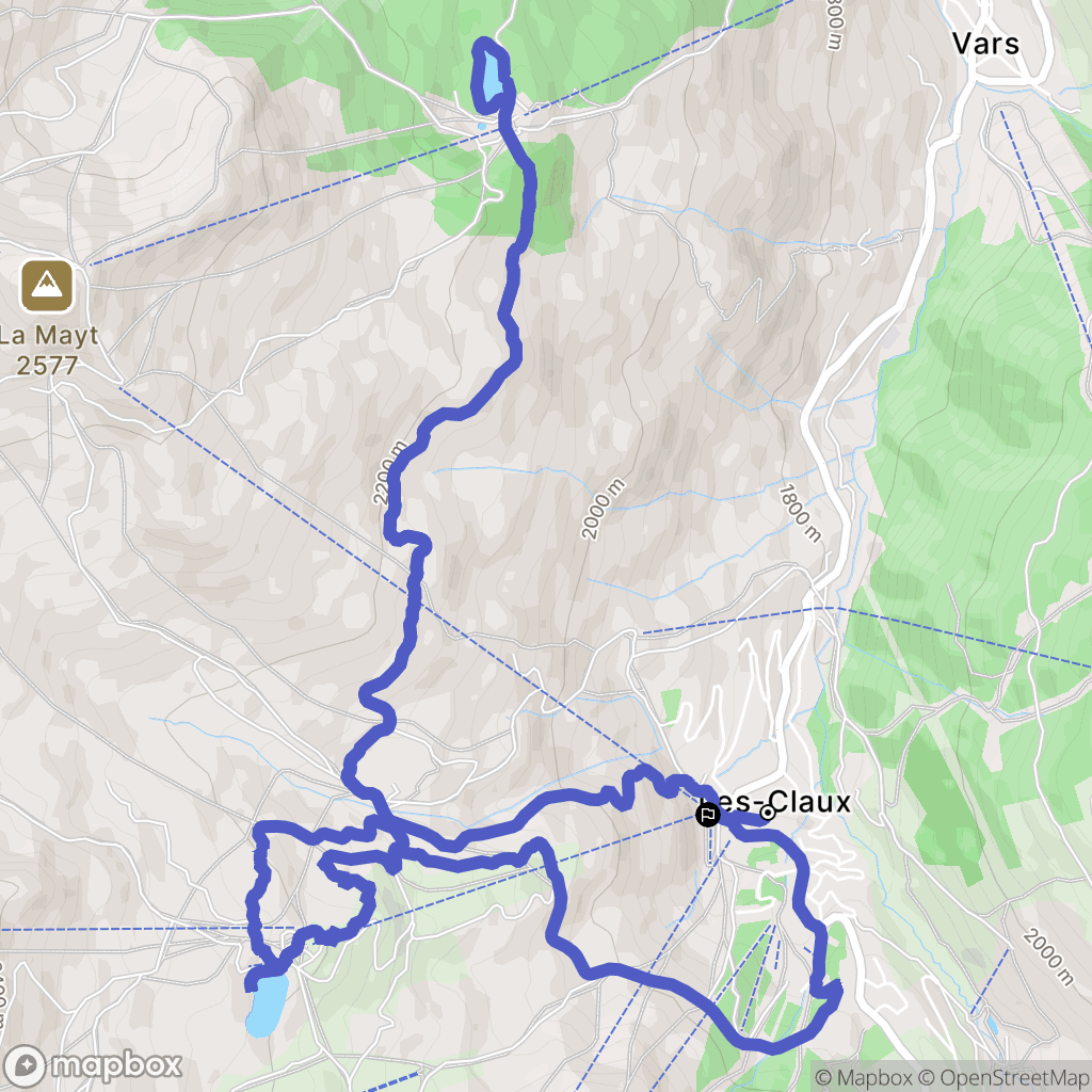 Vars : carte du parcours de randonnée - France