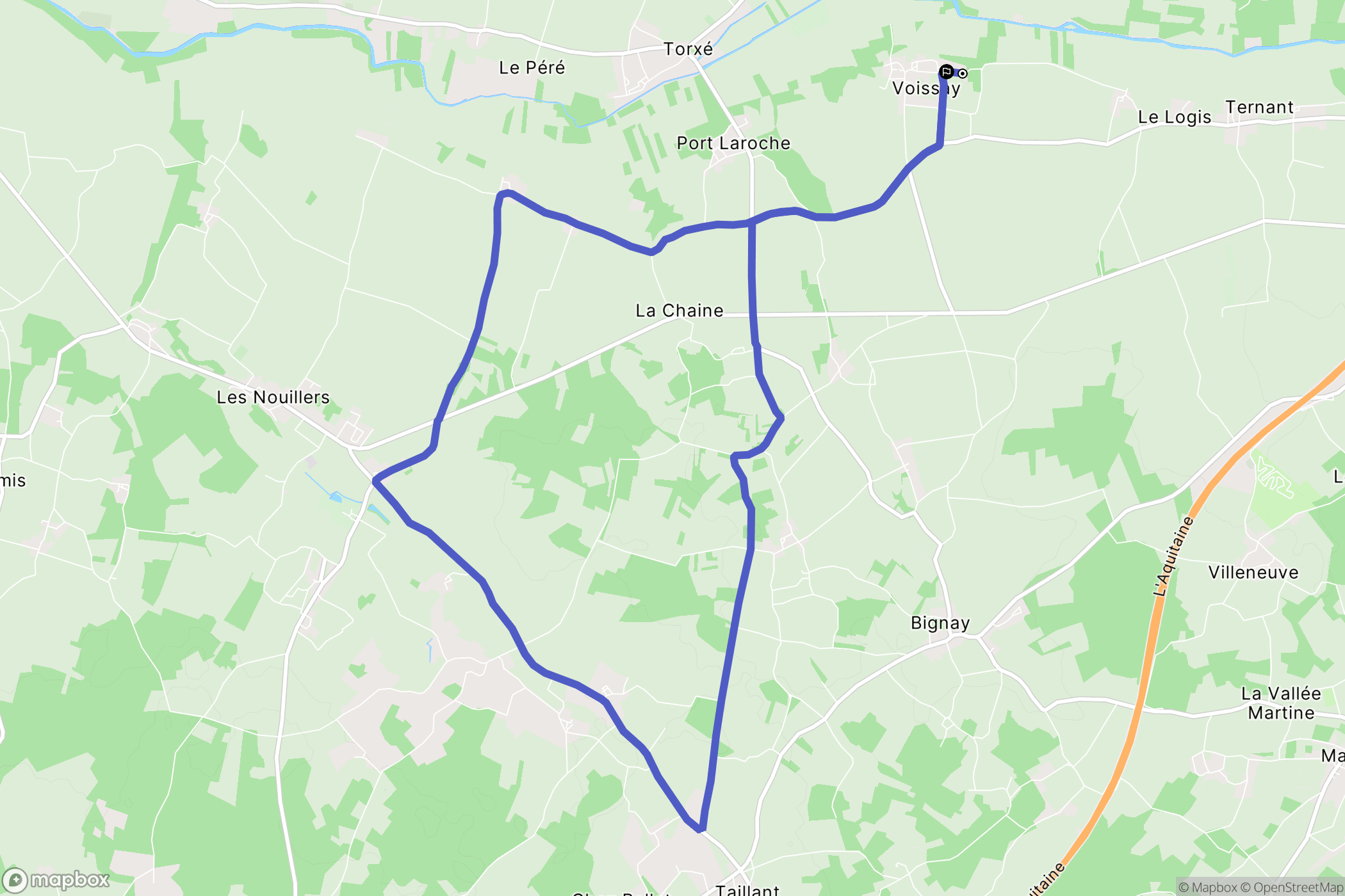 Voissay : carte du parcours de randonnée - France