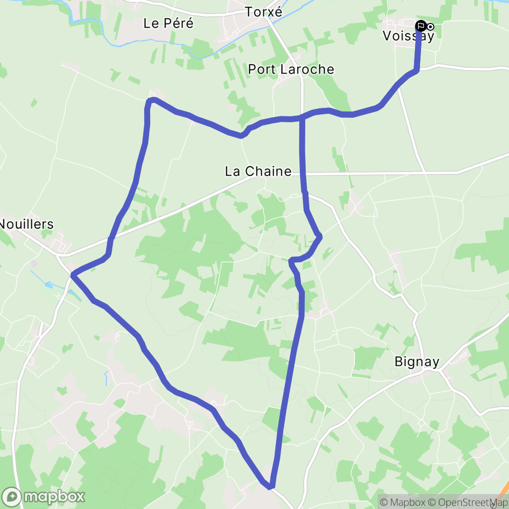 Voissay : carte du parcours de randonnée - France