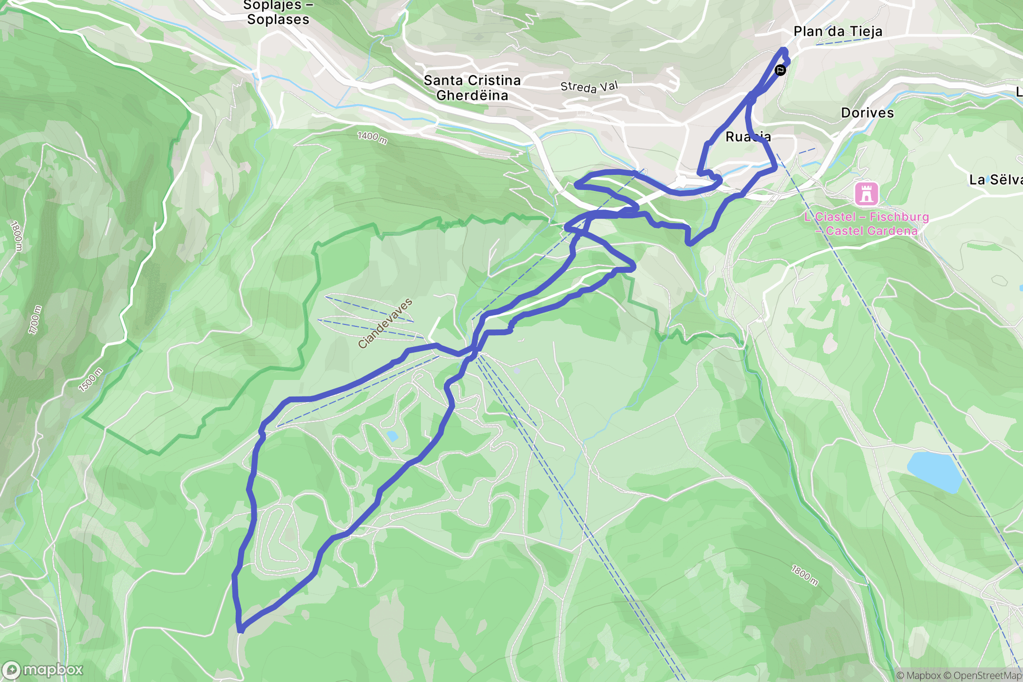 Plan Da Tieja : carte du parcours de randonnée - Italy