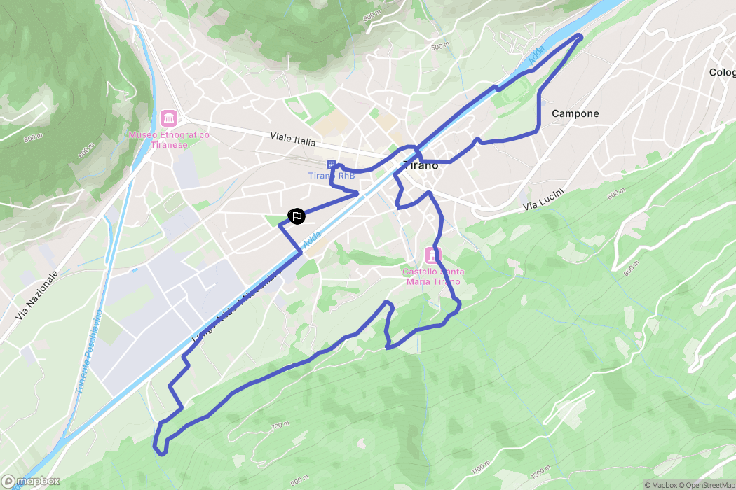 Tirano : carte du parcours de randonnée - Italy