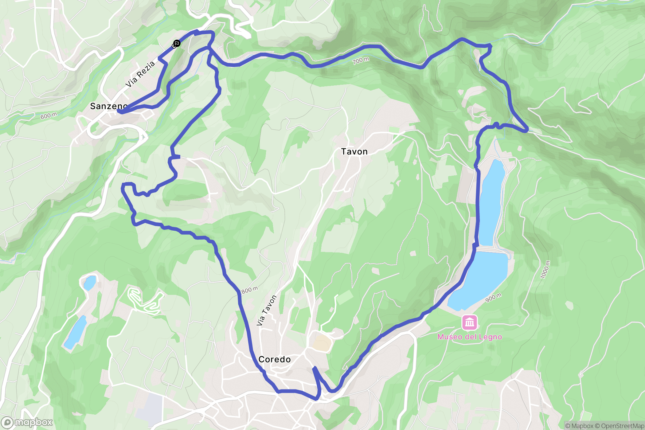 Sanzeno : carte du parcours de randonnée - Italy