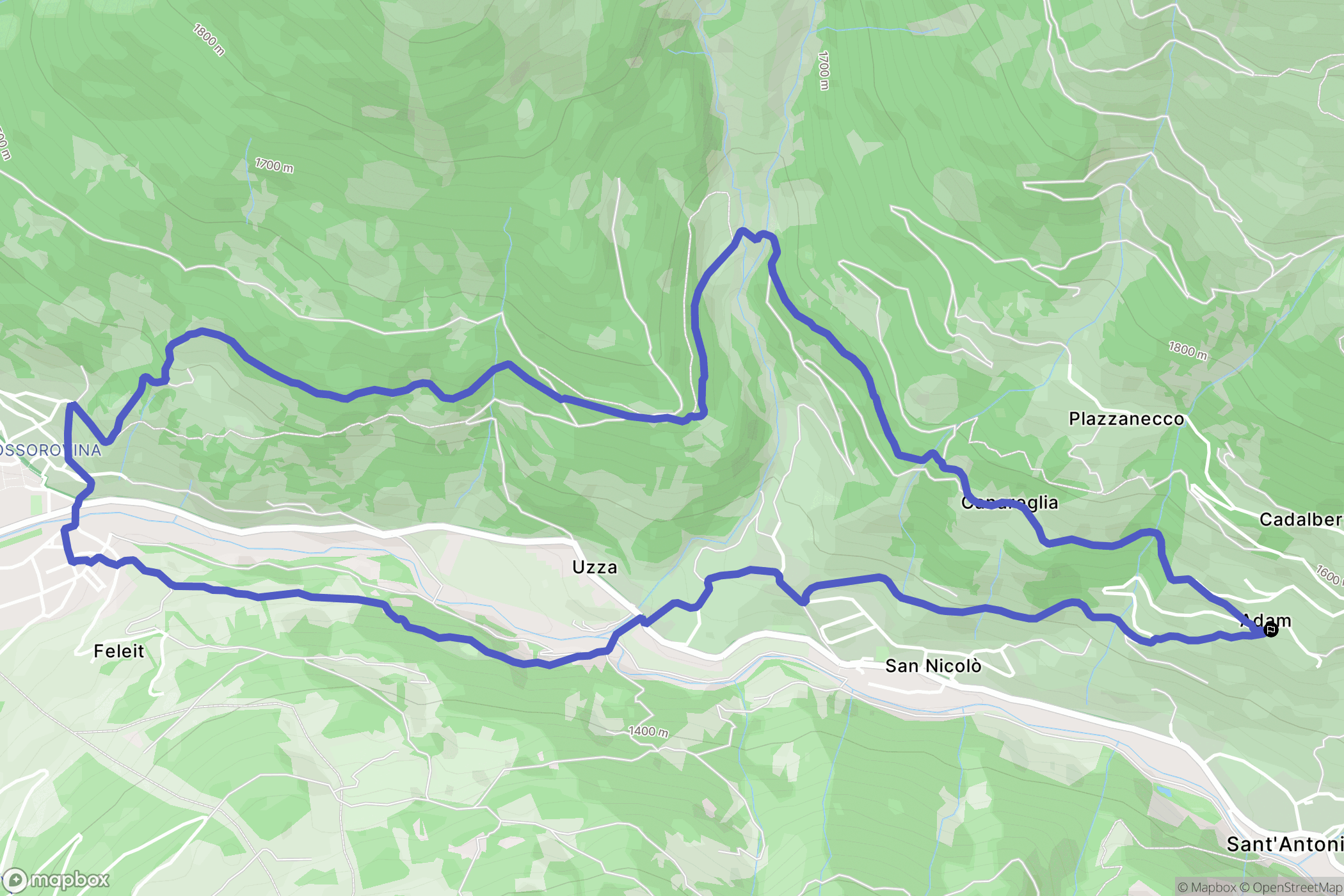 Plazzola : carte du parcours de randonnée - Italy