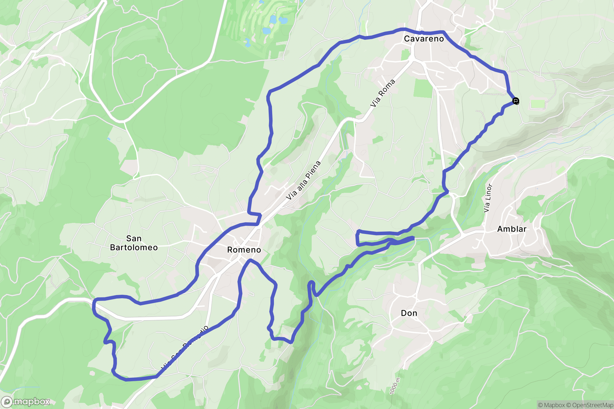 Cavareno : carte du parcours de randonnée - Italy