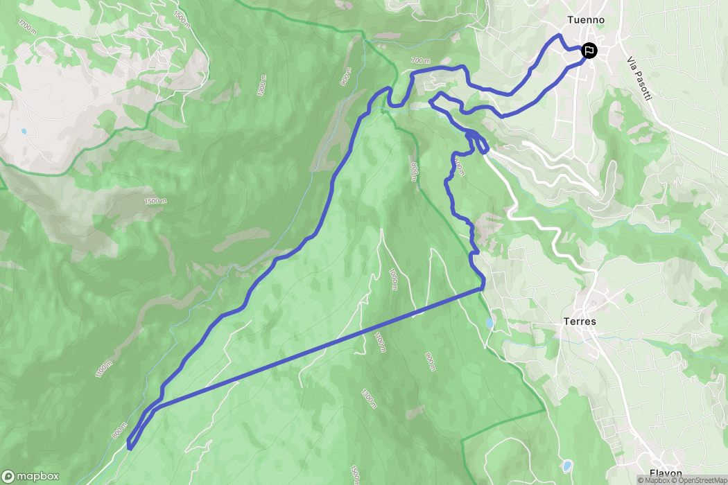 Tuenno : carte du parcours de randonnée - Italy