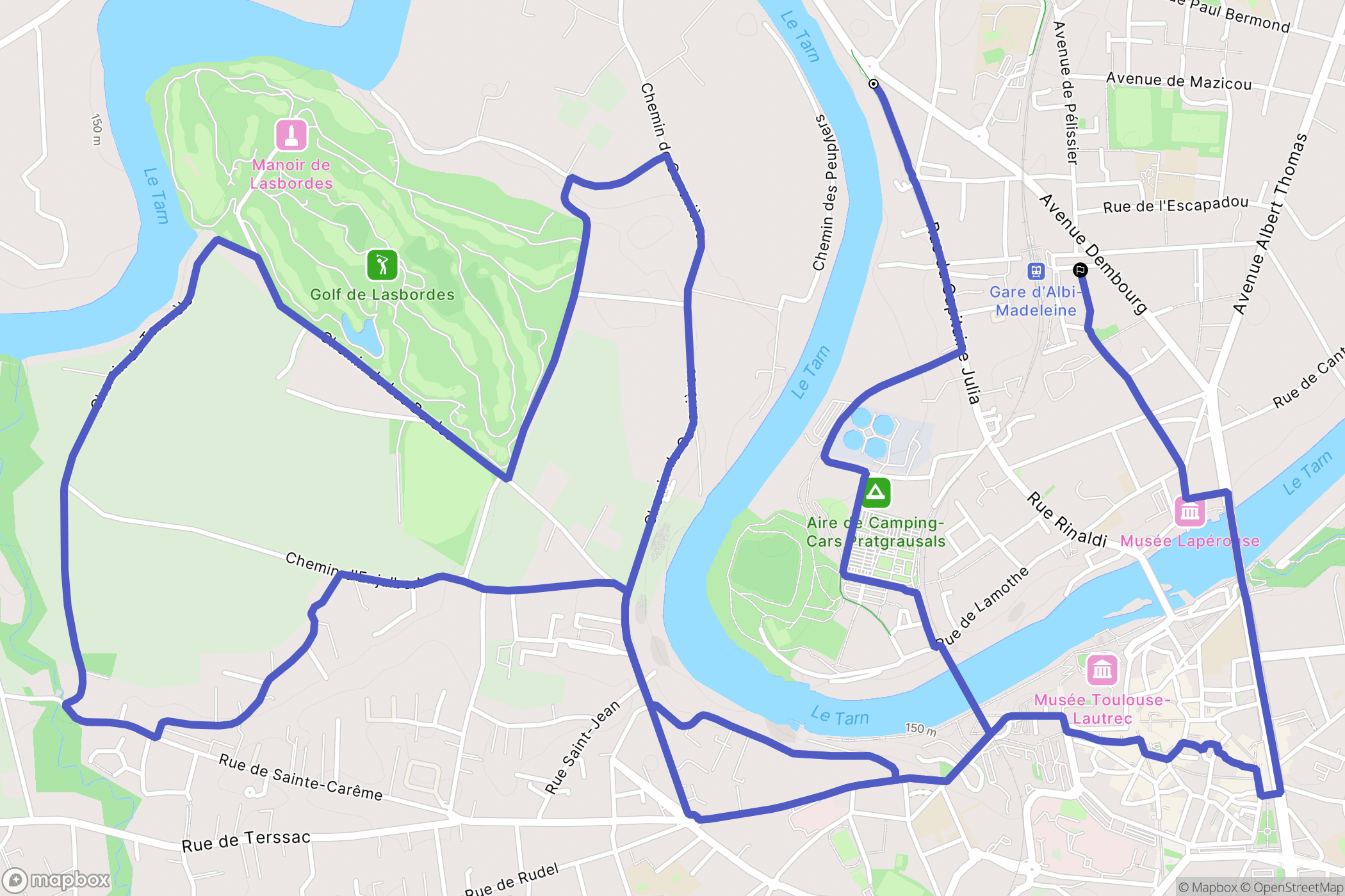 Albi : carte du parcours de randonnée - France