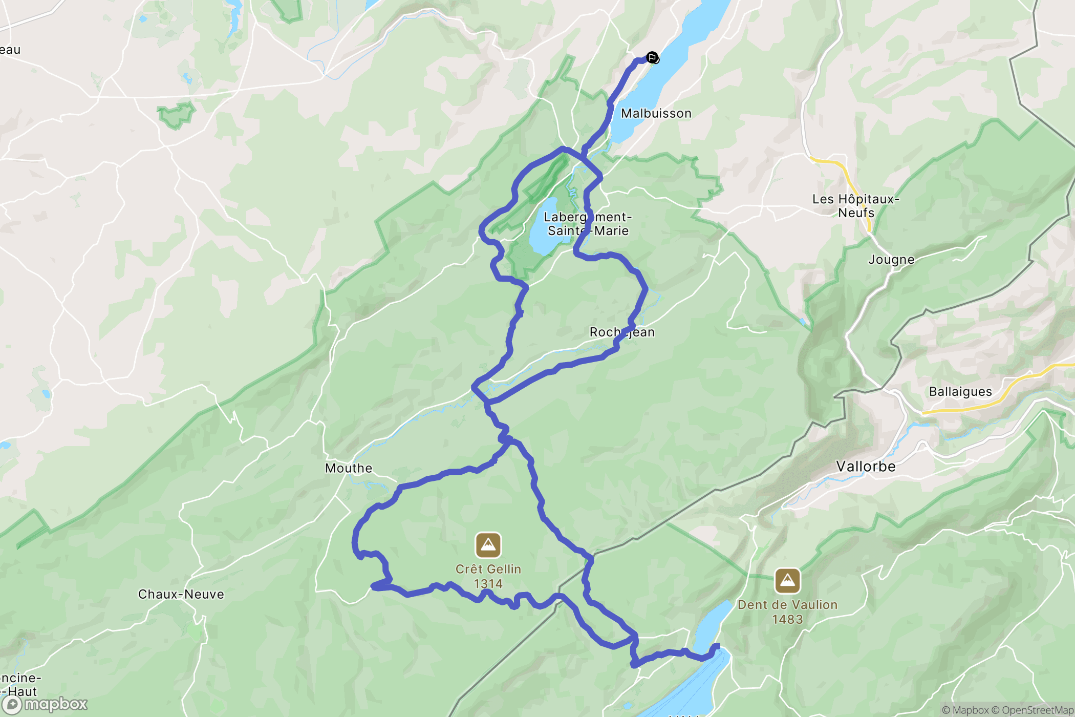 Saint-Point-Lac : carte du parcours de randonnée - France