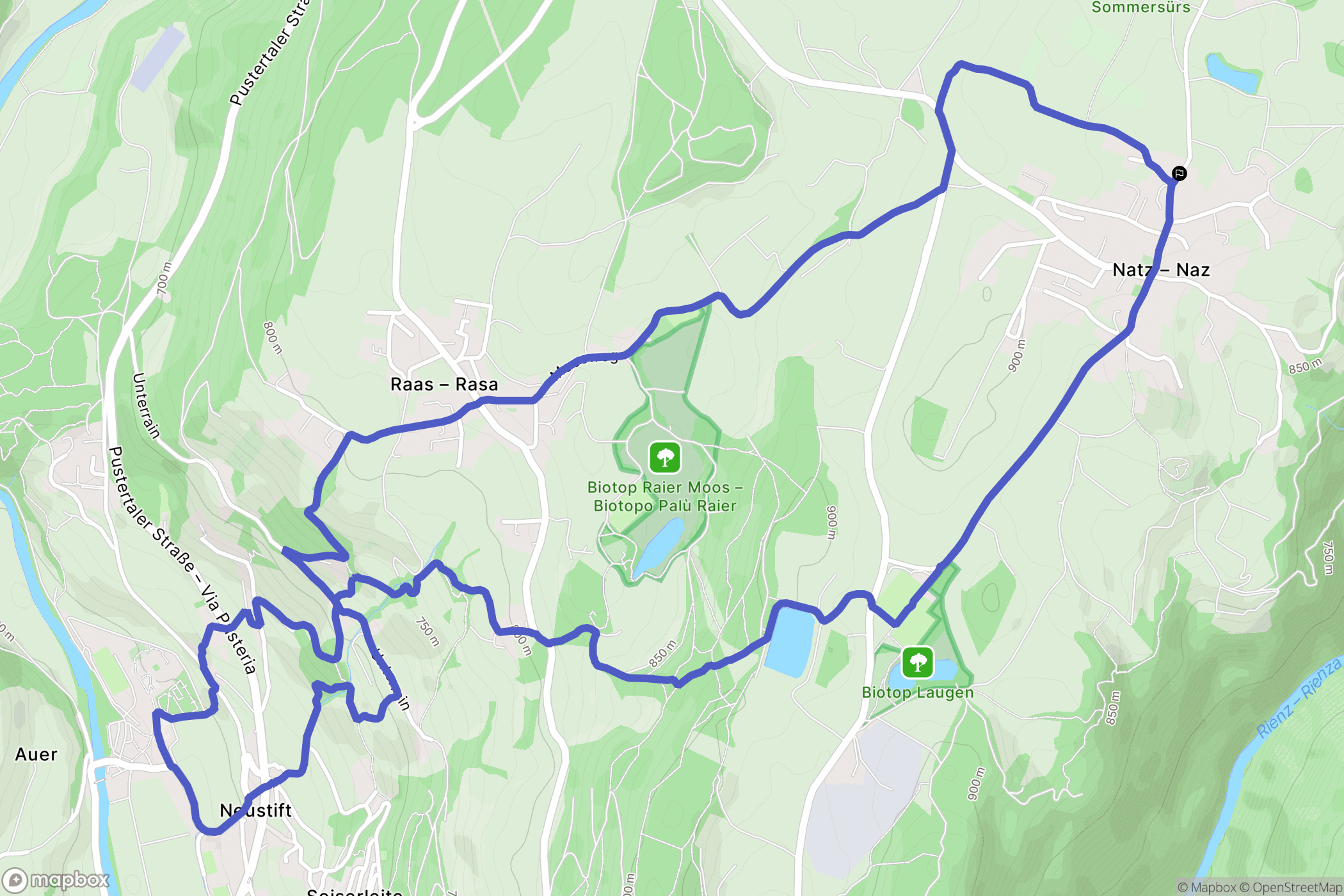 Naz : carte du parcours de randonnée - Italy