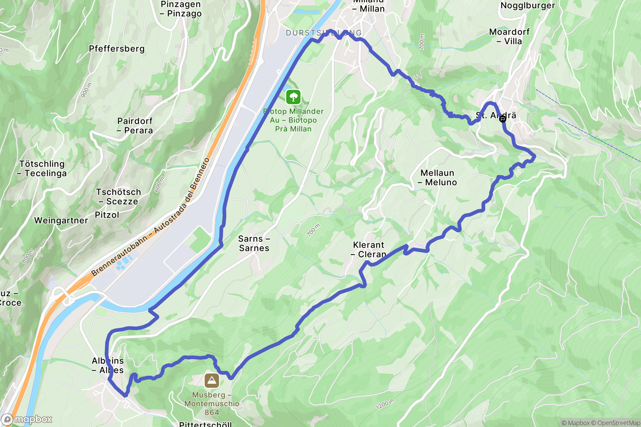 S. Andrea : carte du parcours de randonnée - Italy
