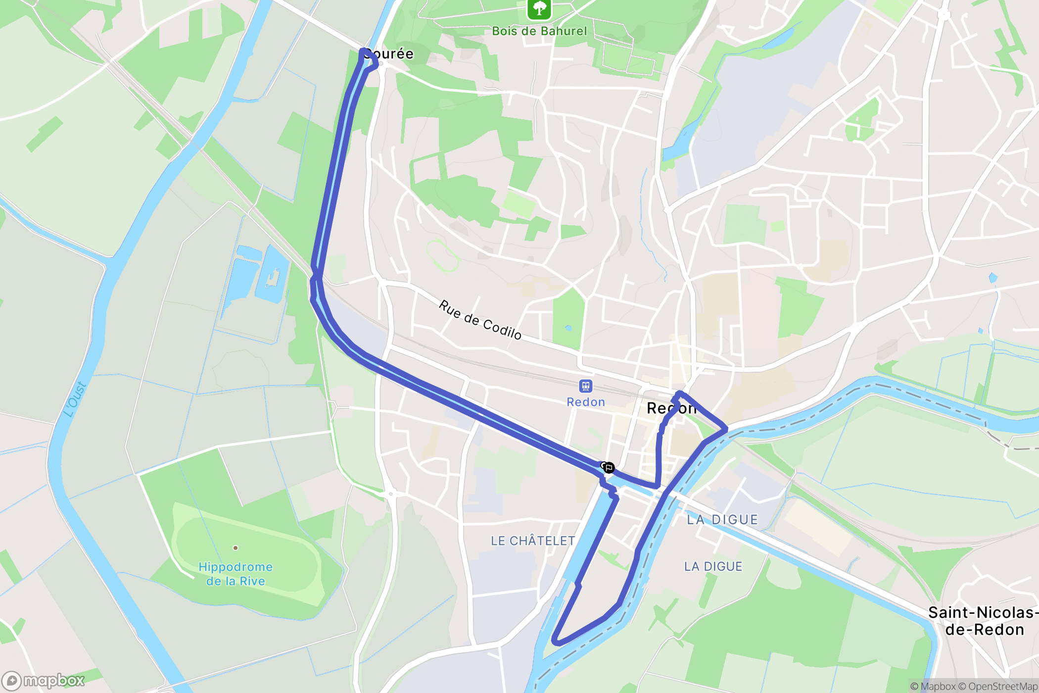 Redon : carte du parcours de randonnée - France