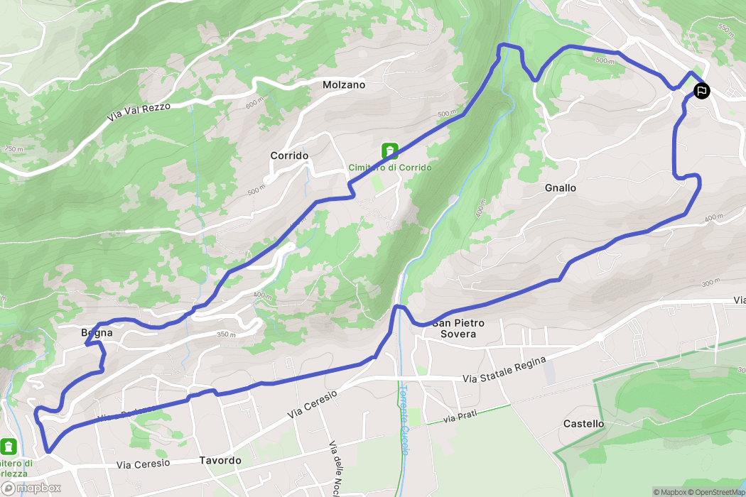 Carlazzo : carte du parcours de randonnée - Italy