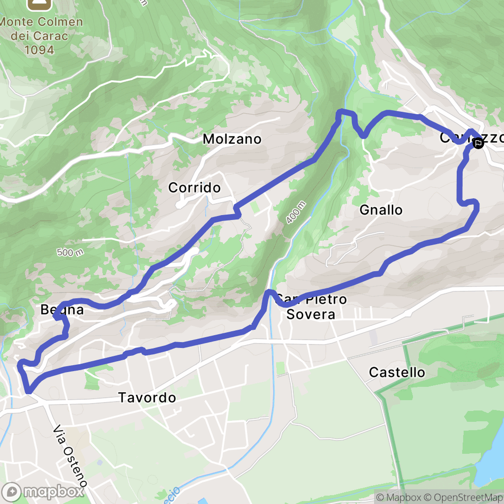 Carlazzo : carte du parcours de randonnée - Italy
