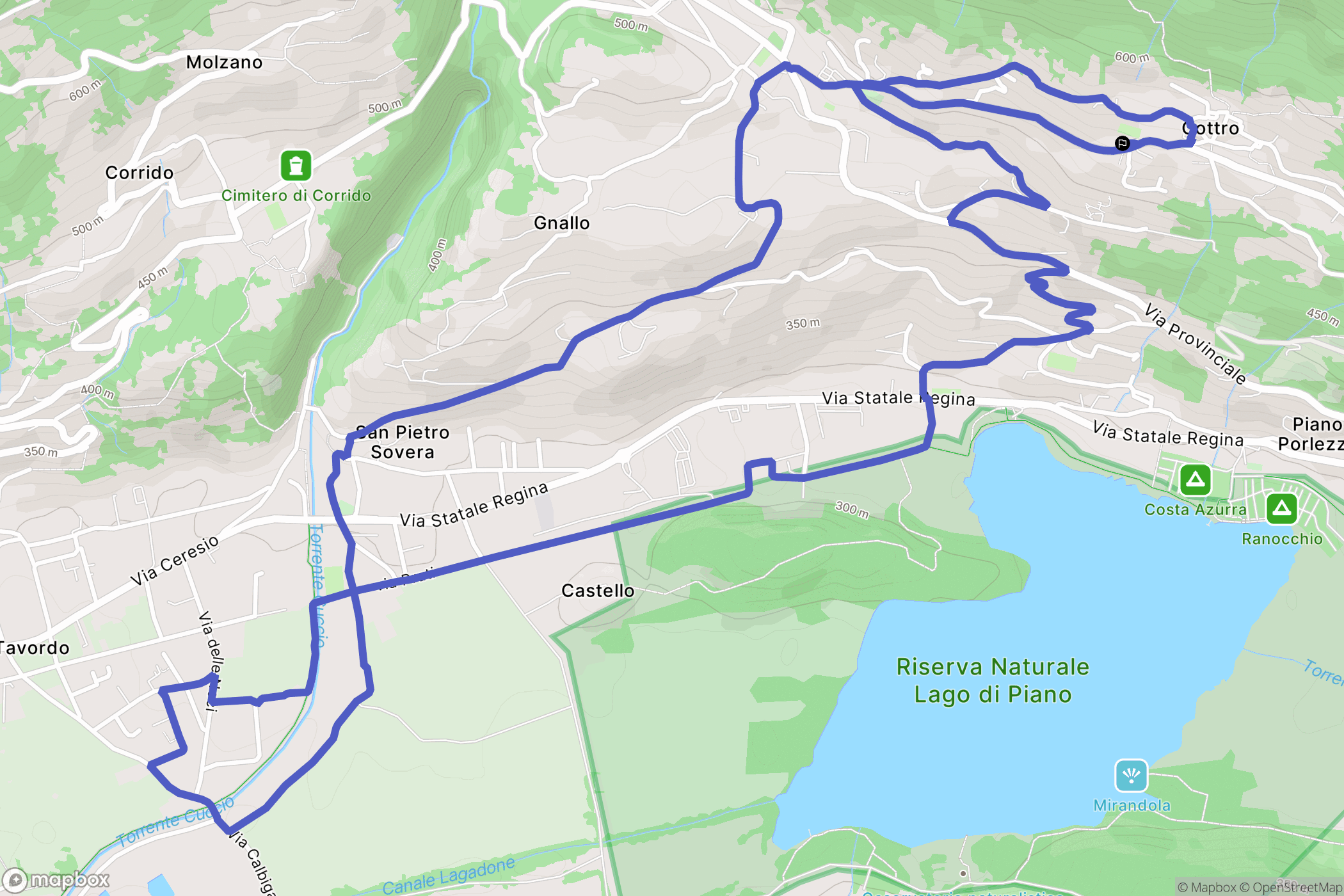 Carlazzo : carte du parcours de randonnée - Italy