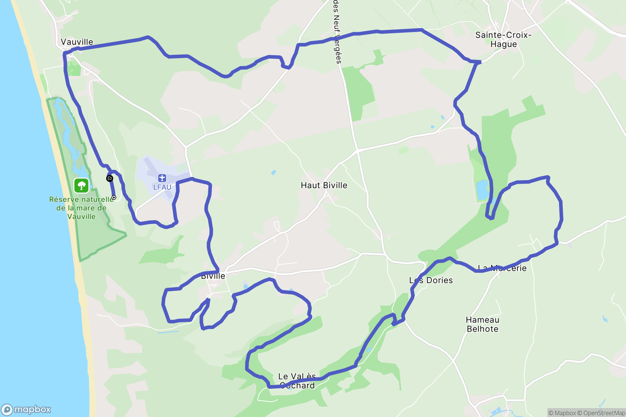 La Hague : carte du parcours de randonnée - France