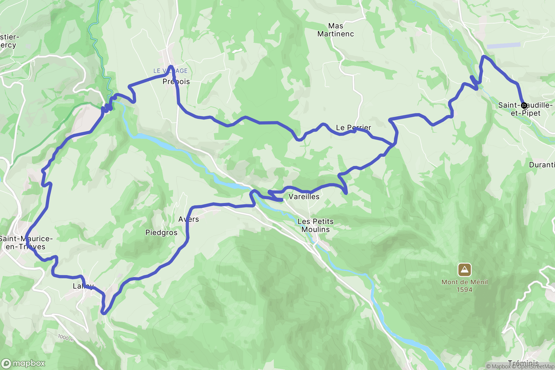 Saint-Baudille-et-Pipet : carte du parcours de randonnée - France