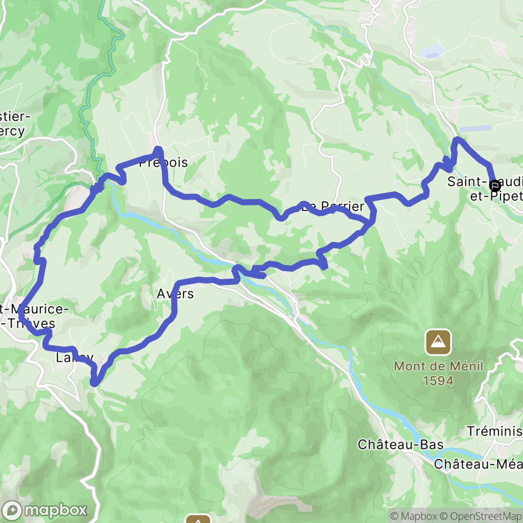 Saint-Baudille-et-Pipet : carte du parcours de randonnée - France