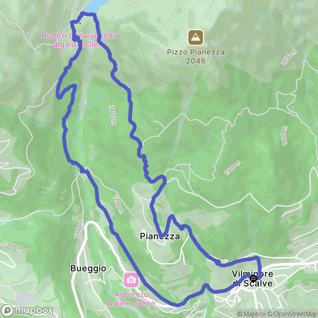 Vilminore : carte du parcours de randonnée - Italy