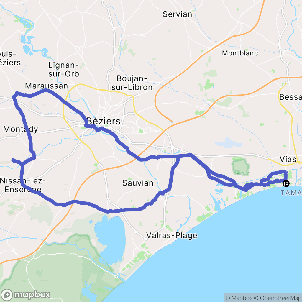 Vias : carte du parcours de randonnée - France